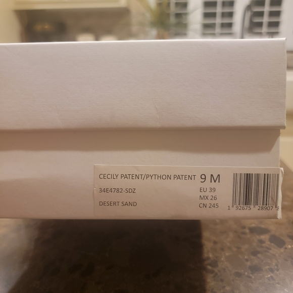 Calvin Klein Cecily Patent/Python Patent Open Toe Sandles with Heels. - Picture 8 of 8